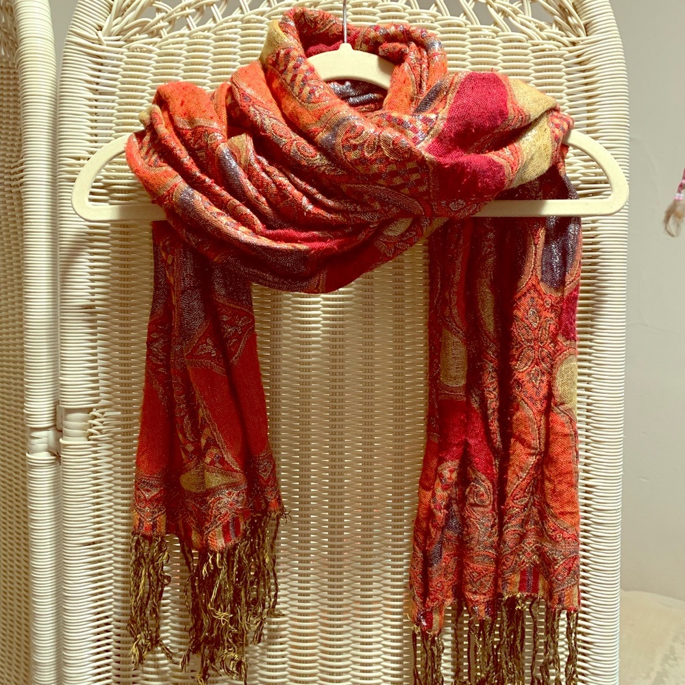 Boho Red Scarf